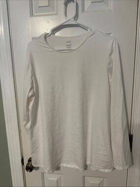 Pure Jill Long Sleeve Crewneck Shirt in White
